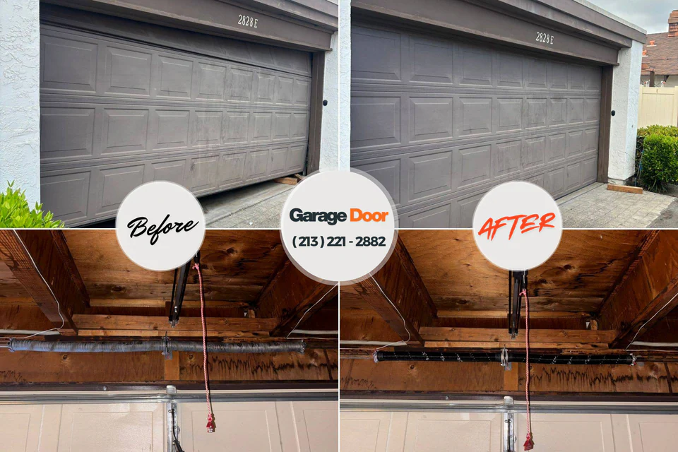 Before and after: garage door repair Fox Island, WA